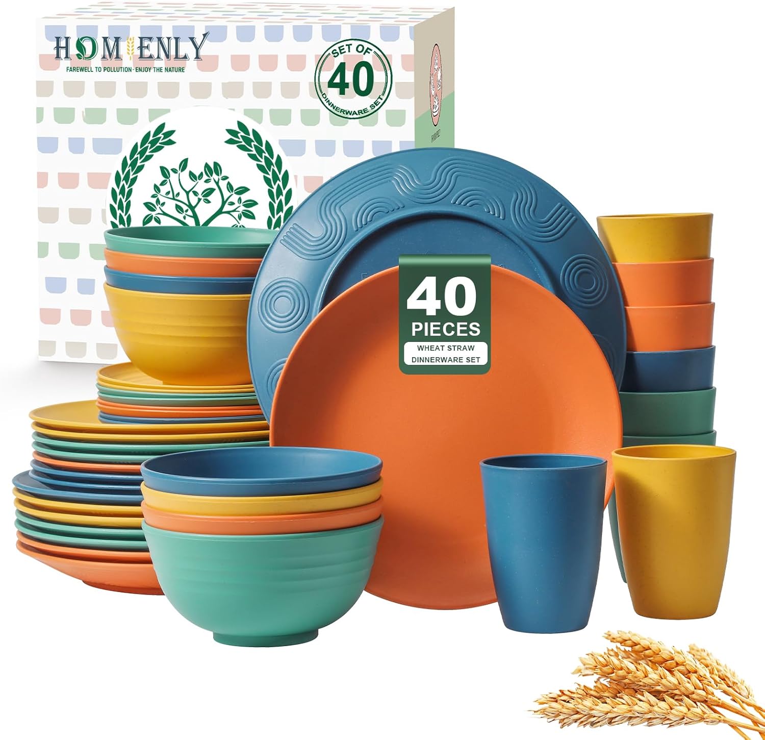Homienly 40-Piece Premium Wheat Straw Dinnerware Sets – homienly